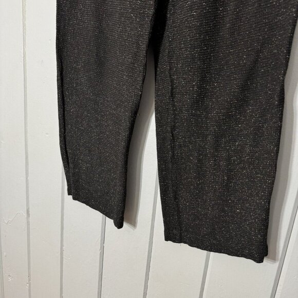 Eileen Fisher Pants Waffle Knit Wide Leg Viscose Silk Med M Black White Speckle - Picture 4 of 11